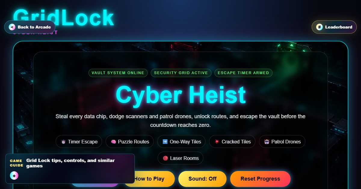 Grid Lock Task Grid Lock - Free Cyber Puzzle Browser Game